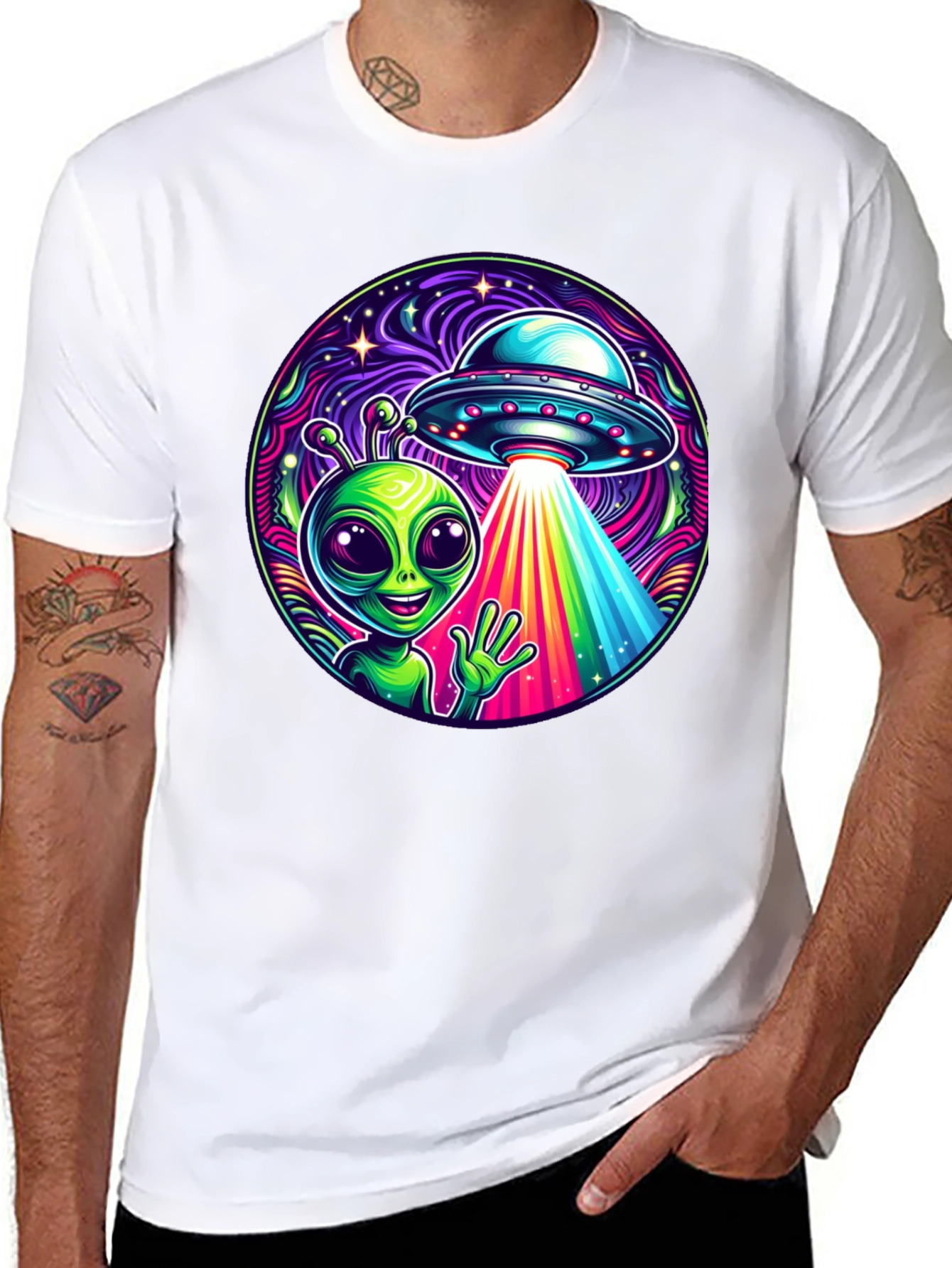 Alien UFO Abduction Graphic T-Shirt - Trendy and Unique!