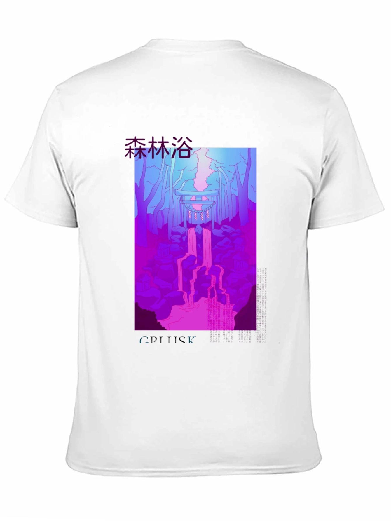 Aesthetic Japanese Forest Scene Graphic Tee - Black