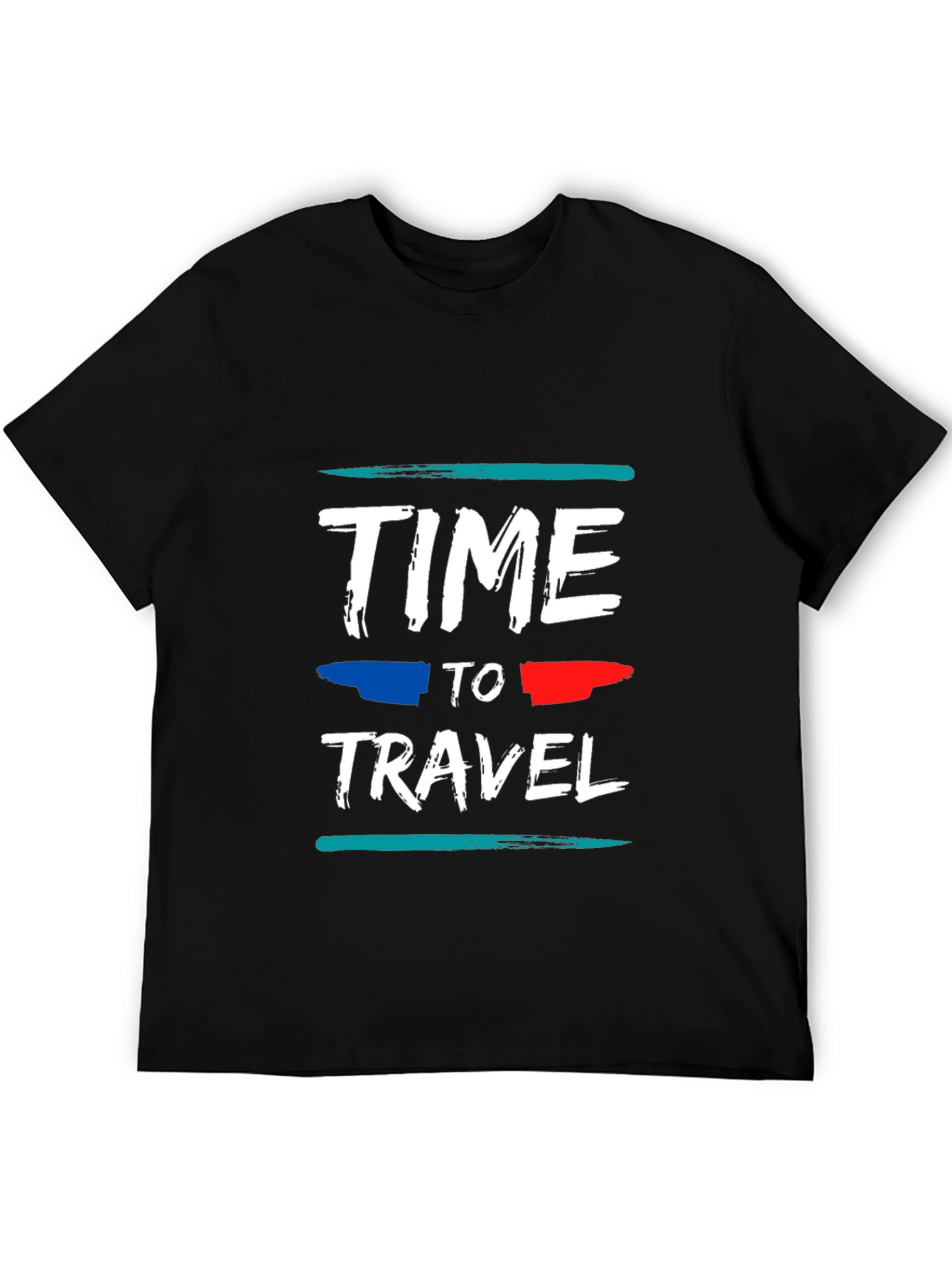 Time to Travel Graphic Tee - Black Cotton T-Shirt