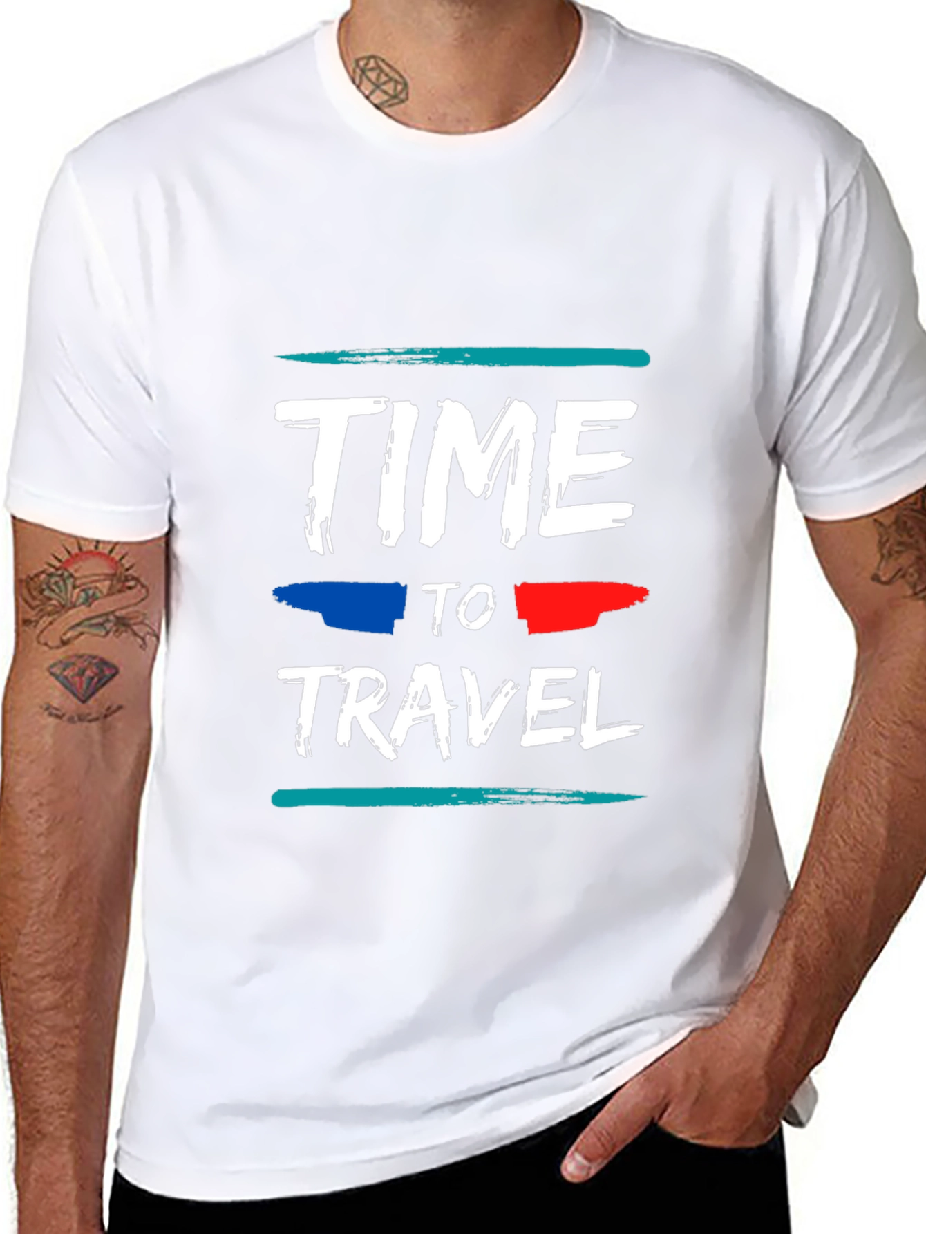 Time to Travel Graphic Tee - Black Cotton T-Shirt
