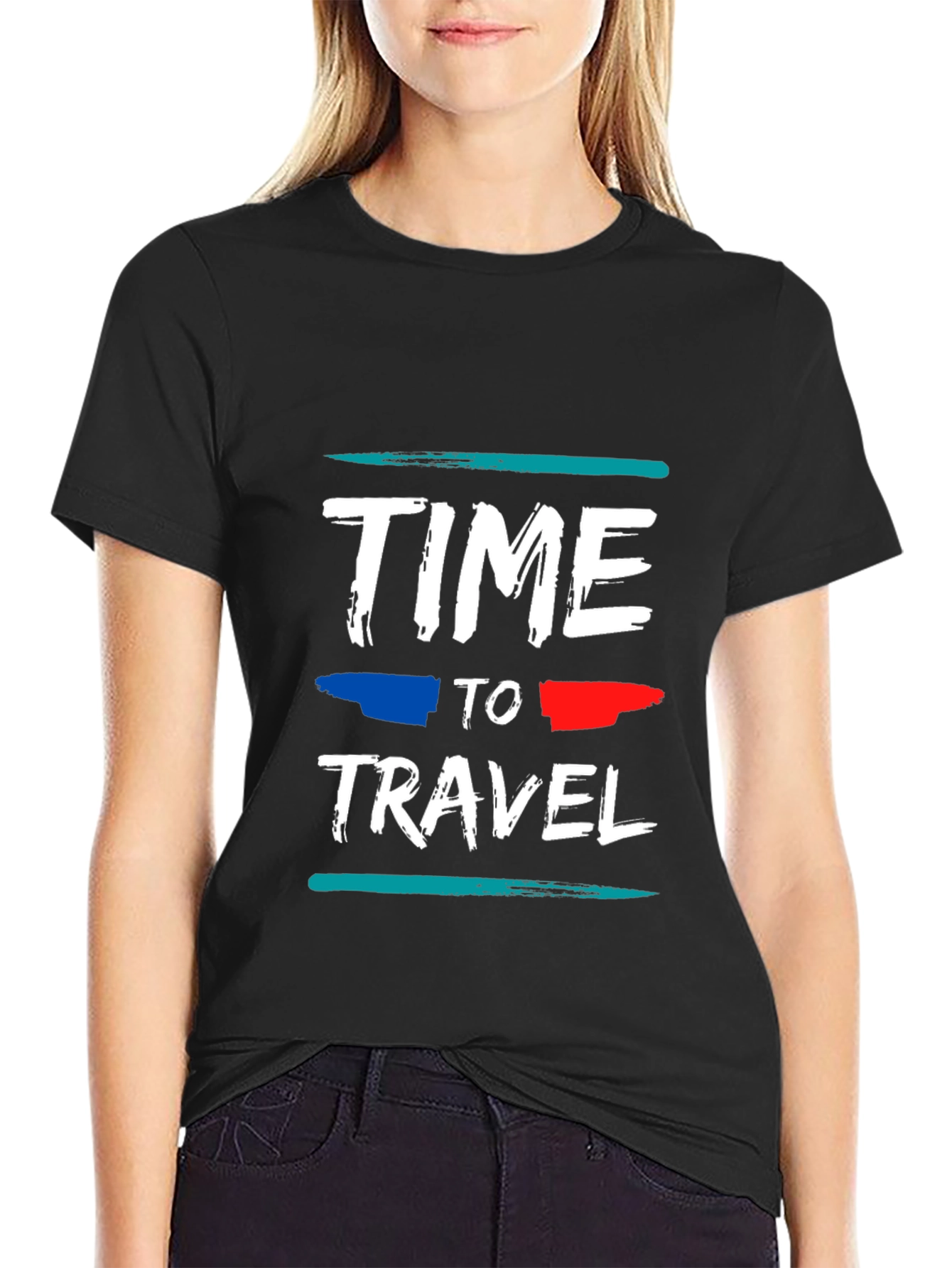 Time to Travel Graphic Tee - Black Cotton T-Shirt