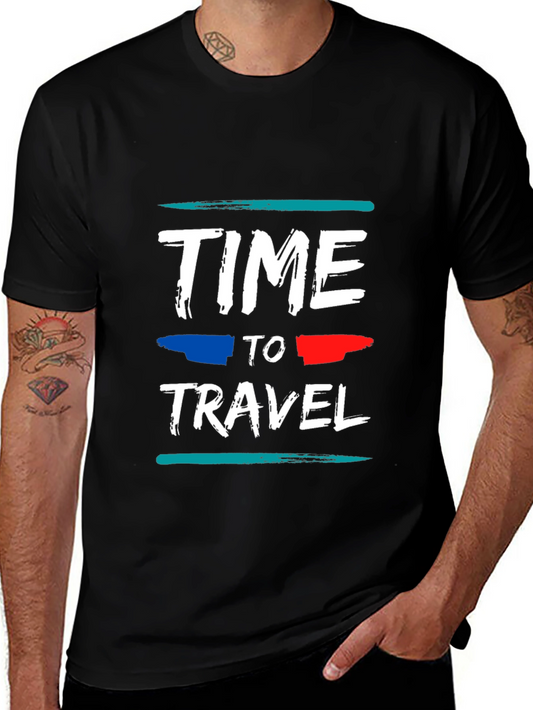 Time to Travel Graphic Tee - Black Cotton T-Shirt