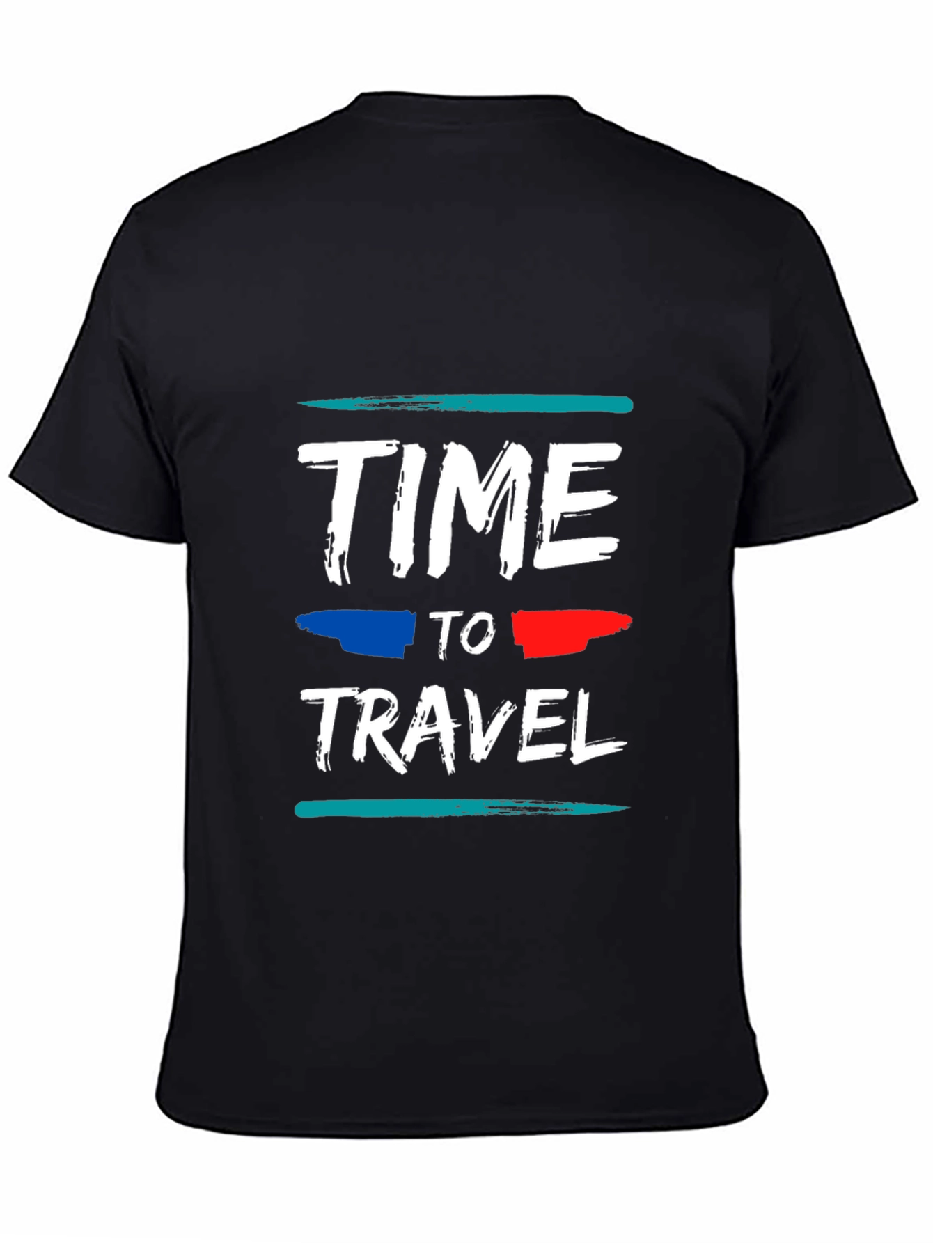 Time to Travel Graphic Tee - Black Cotton T-Shirt