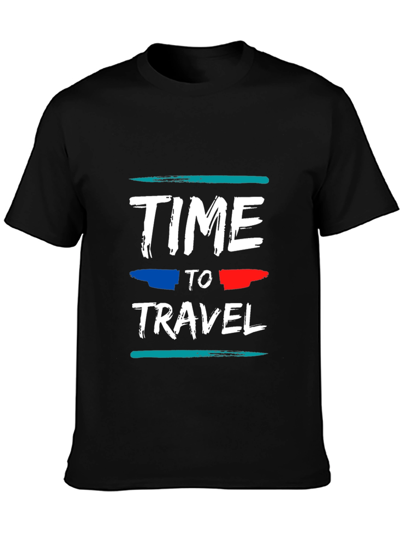 Time to Travel Graphic Tee - Black Cotton T-Shirt