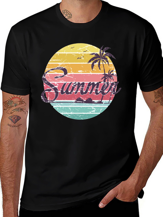 Retro Summer Graphic T-Shirt: Vintage Palm Tree Tee