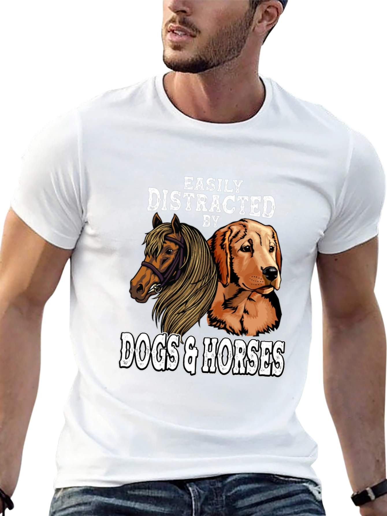 Easily Distracted By Dogs & Horses Graphic T-Shirt