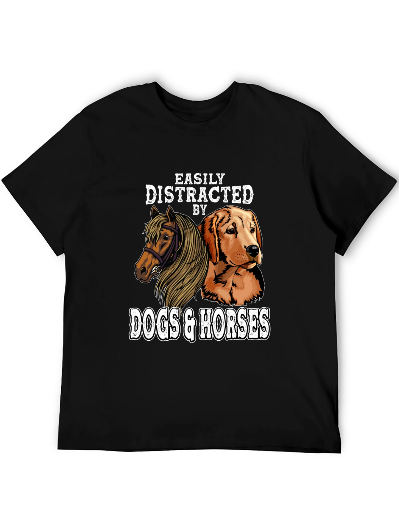 Easily Distracted By Dogs & Horses Graphic T-Shirt