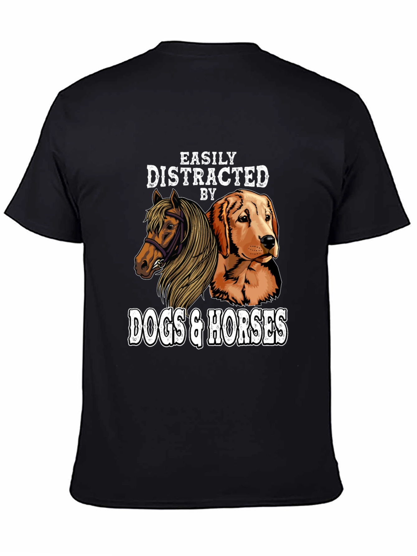 Easily Distracted By Dogs & Horses Graphic T-Shirt