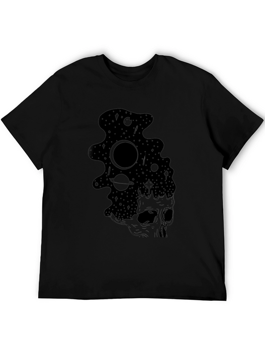 Cosmic Skull Black T-Shirt - Galaxy Design