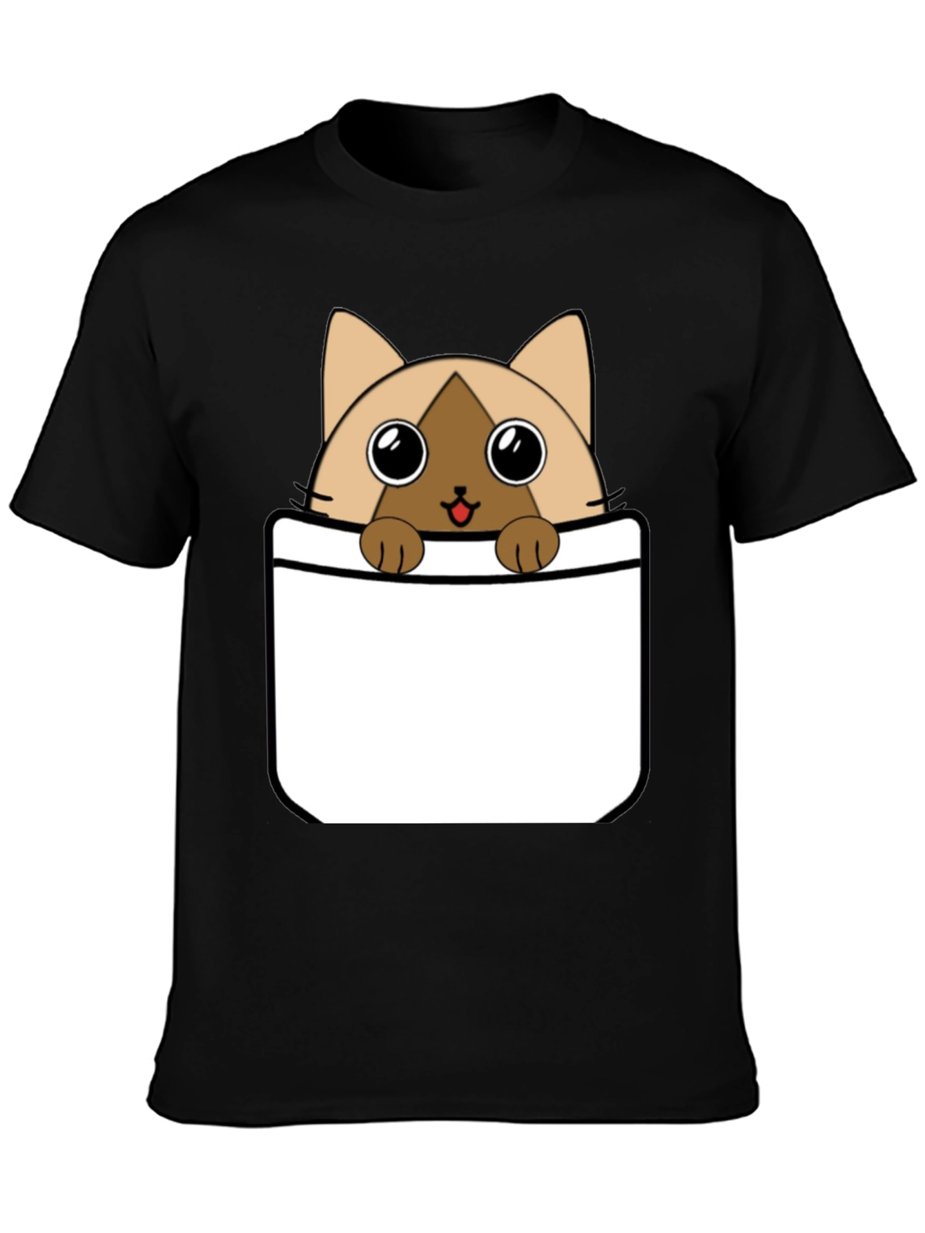 Cat Pocket T-Shirt: Cute Cartoon Kitten Tee