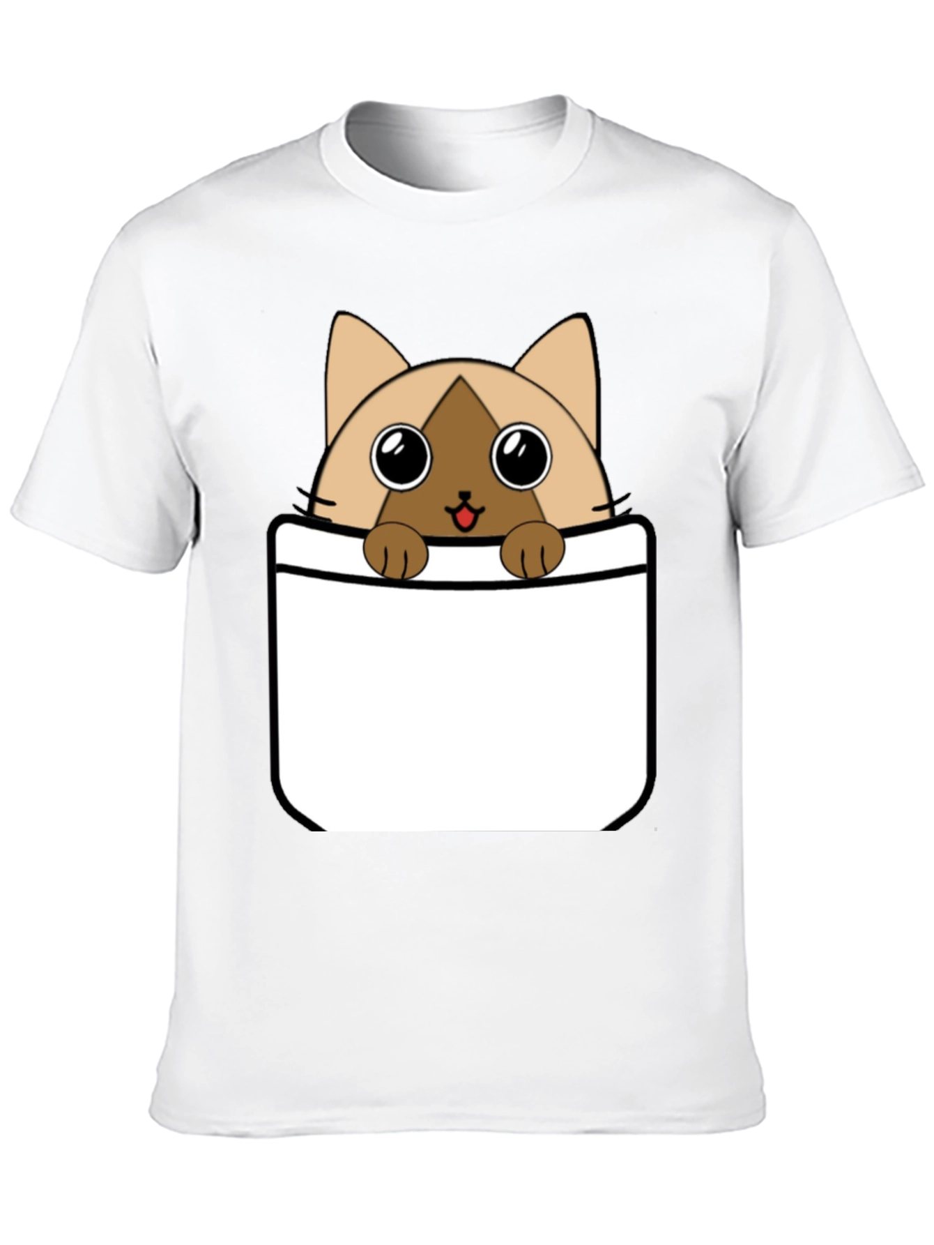 Cat Pocket T-Shirt: Cute Cartoon Kitten Tee