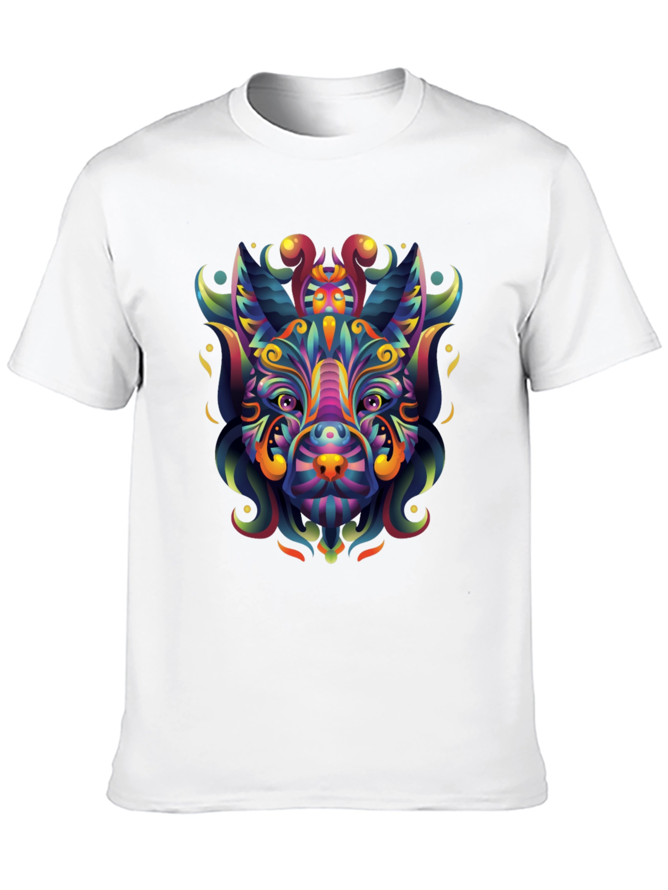 Psychedelic Animal Graphic Tee - Mens Black T-Shirt