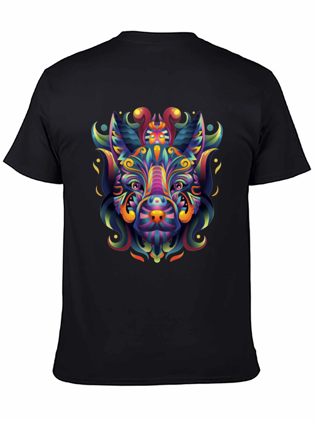 Psychedelic Animal Graphic Tee - Mens Black T-Shirt