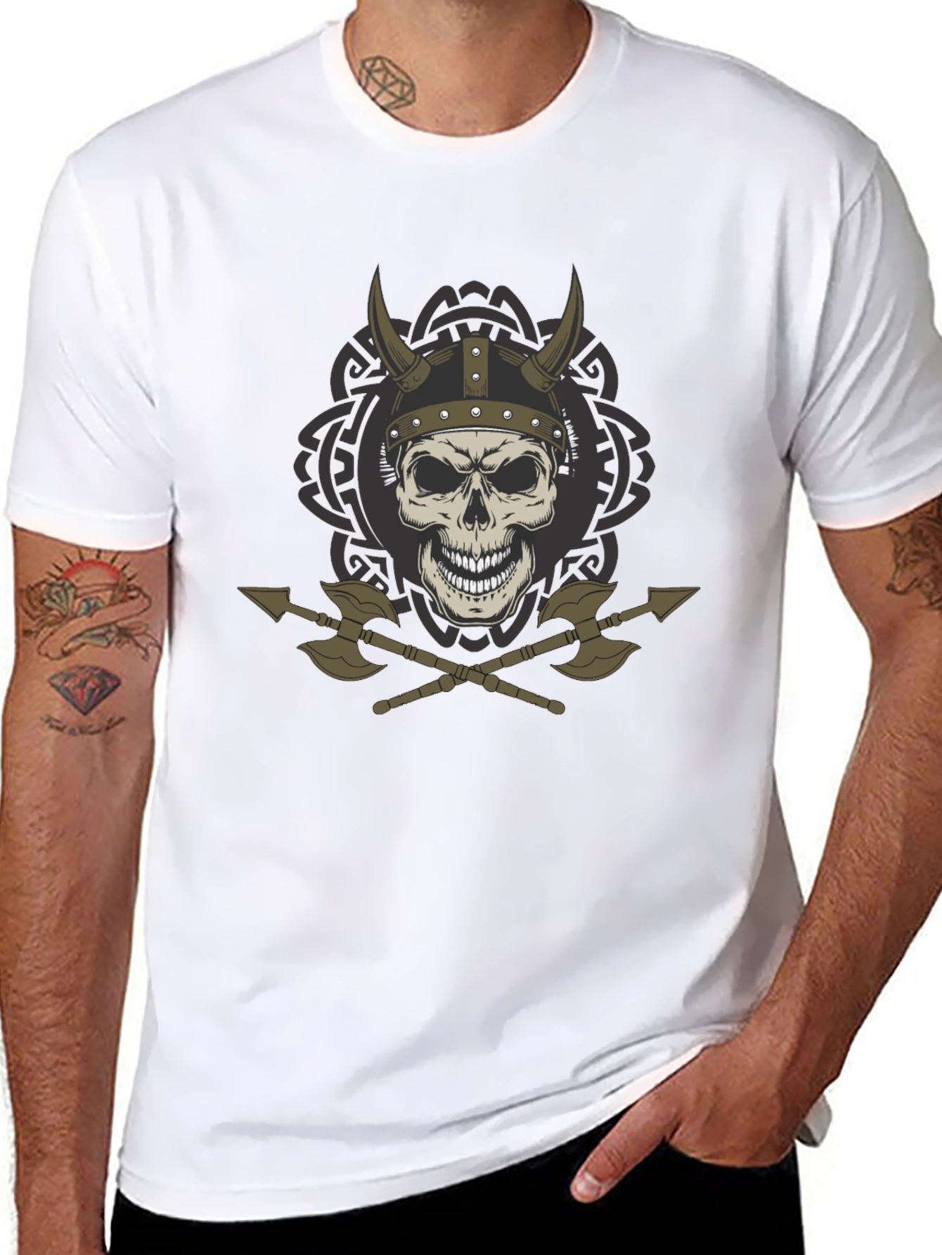 Viking Skull & Axes Graphic T-Shirt