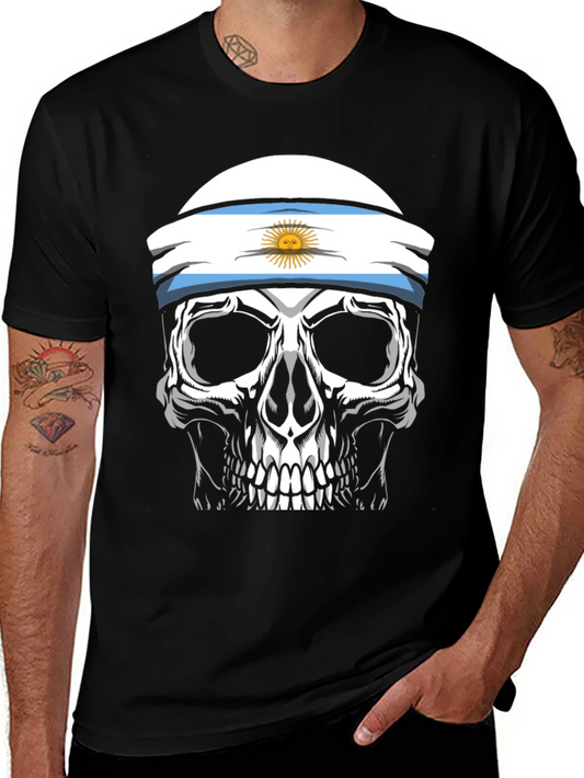 Argentina Flag Skull Graphic T-Shirt