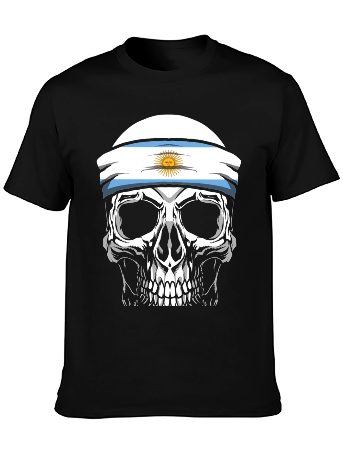 Argentina Flag Skull Graphic T-Shirt