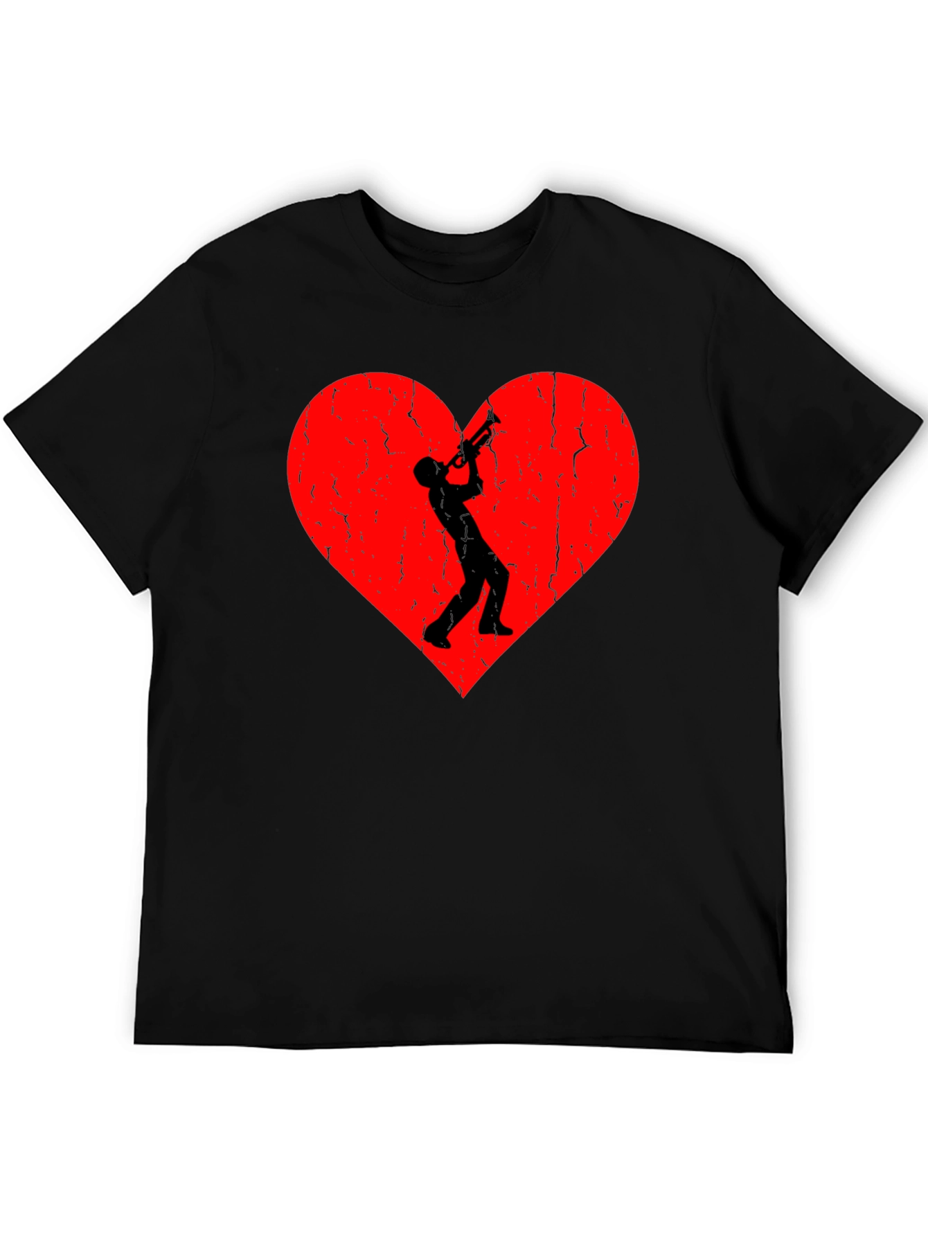 Trumpet Heart Graphic Tee - Black Casual T-Shirt