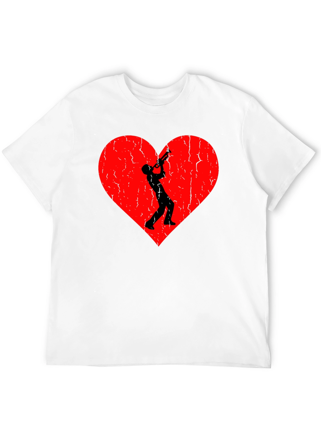 Trumpet Heart Graphic Tee - Black Casual T-Shirt