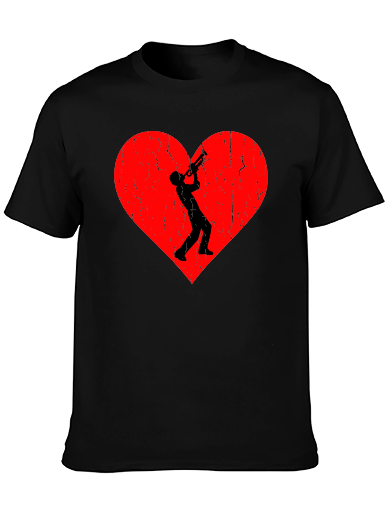 Trumpet Heart Graphic Tee - Black Casual T-Shirt