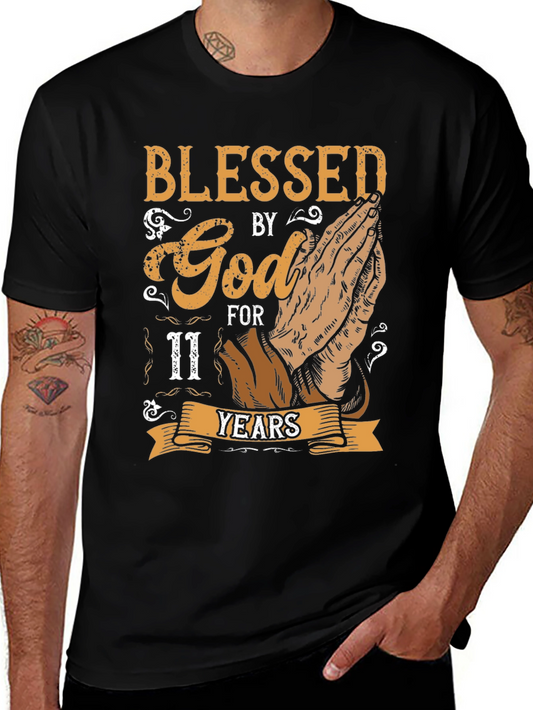 Blessed By God For 11 Years Black Graphic T-Shirt