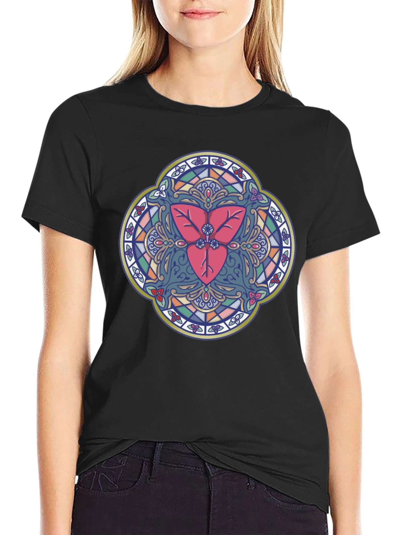 Stained Glass Heart Graphic T-Shirt