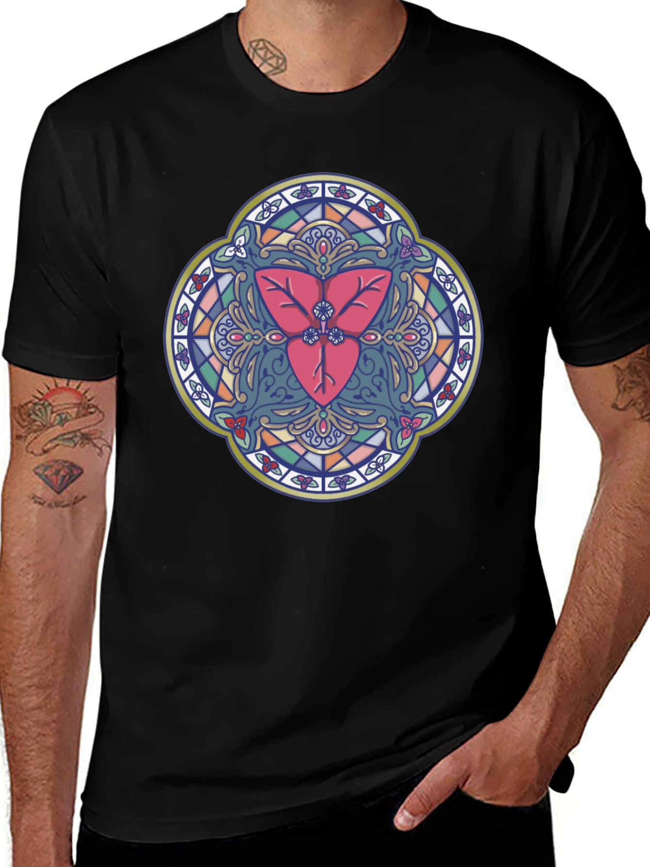 Stained Glass Heart Graphic T-Shirt