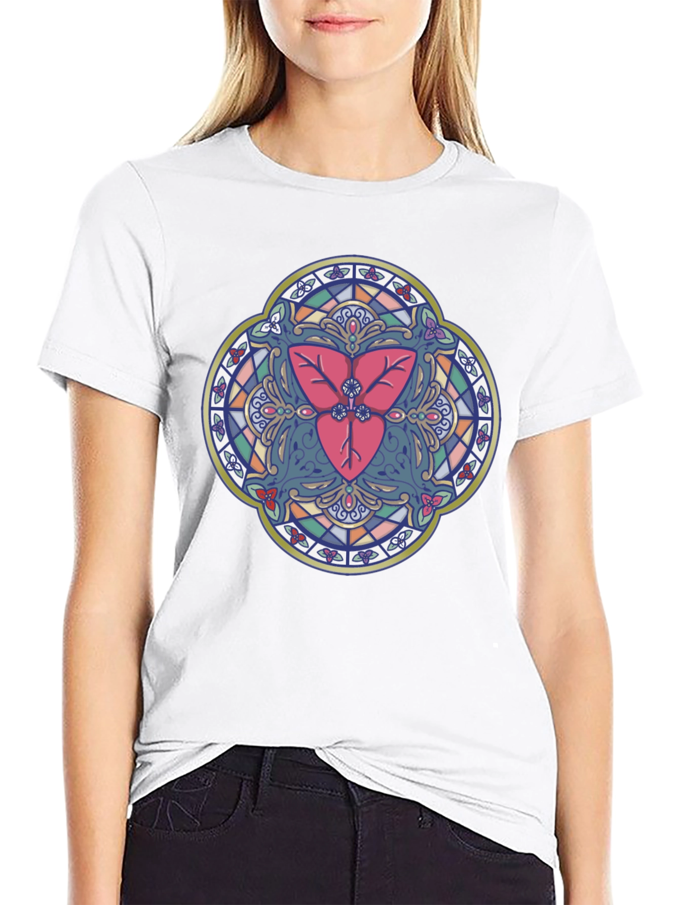 Stained Glass Heart Graphic T-Shirt
