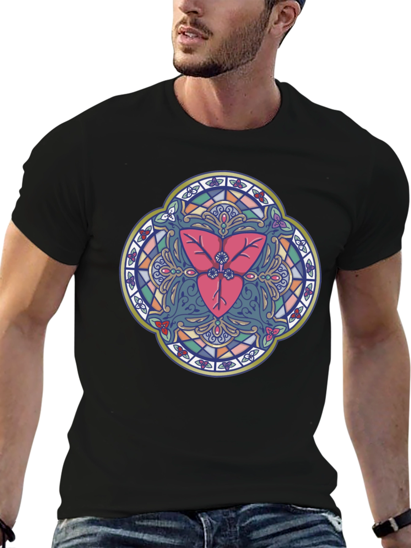 Stained Glass Heart Graphic T-Shirt