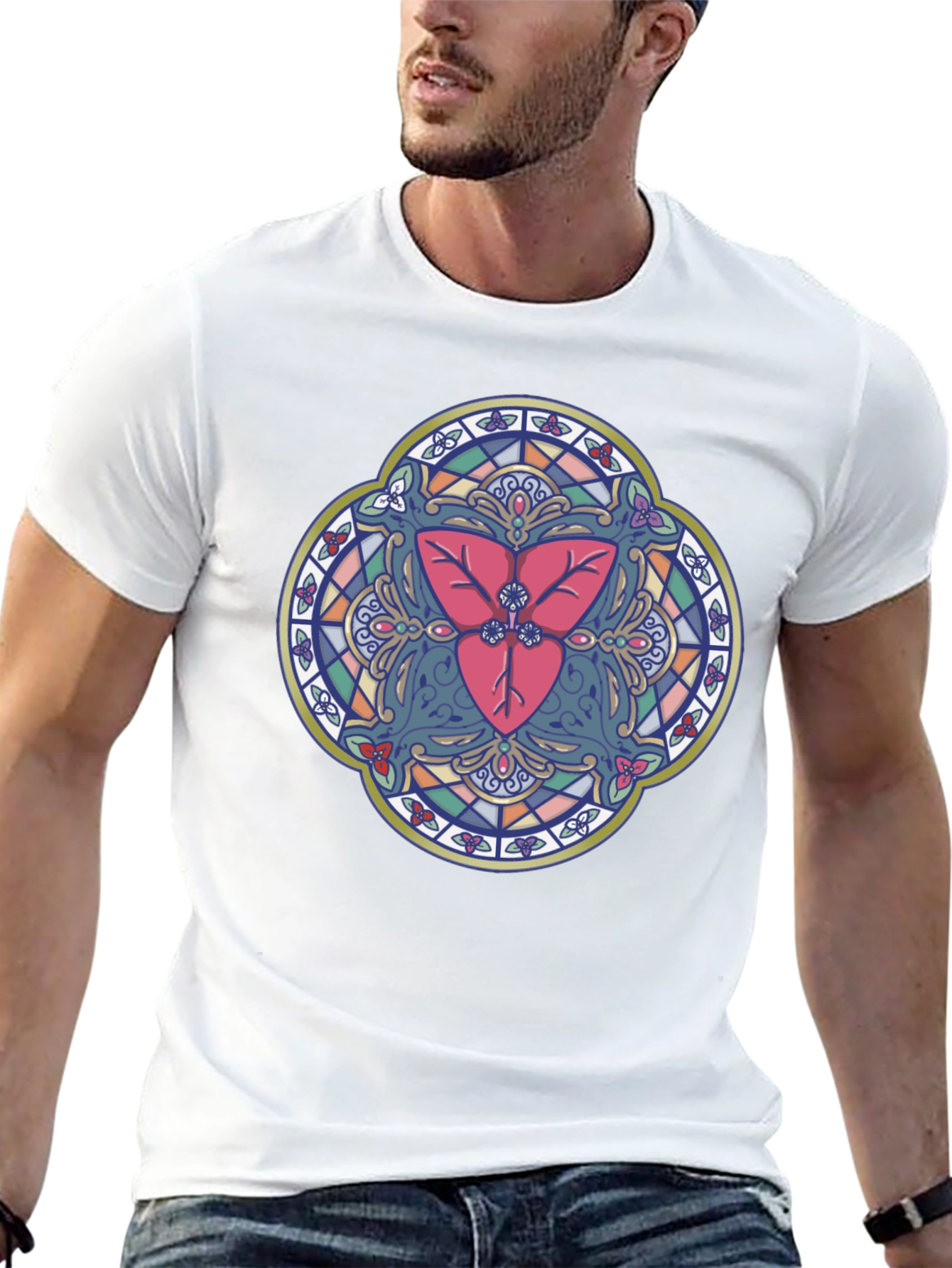 Stained Glass Heart Graphic T-Shirt