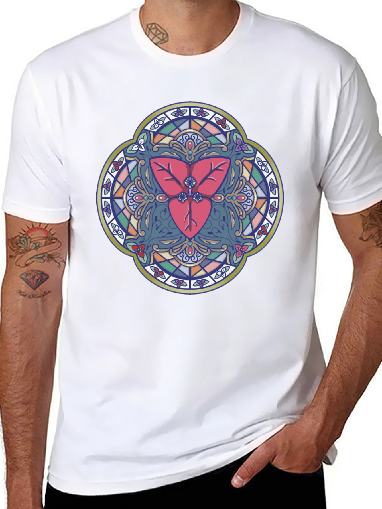 Stained Glass Heart Graphic T-Shirt