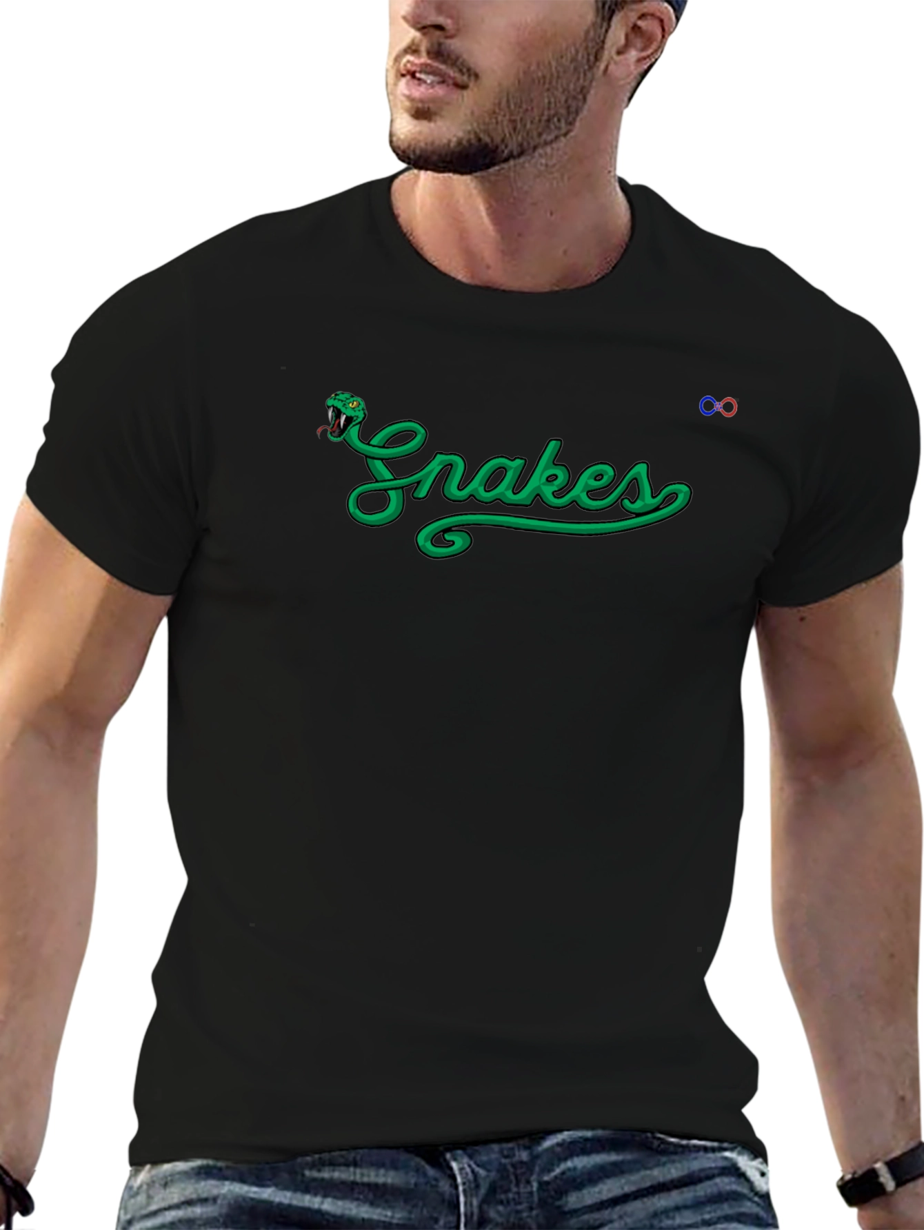 Snakes Graphic Tee - Black Crew Neck T-Shirt
