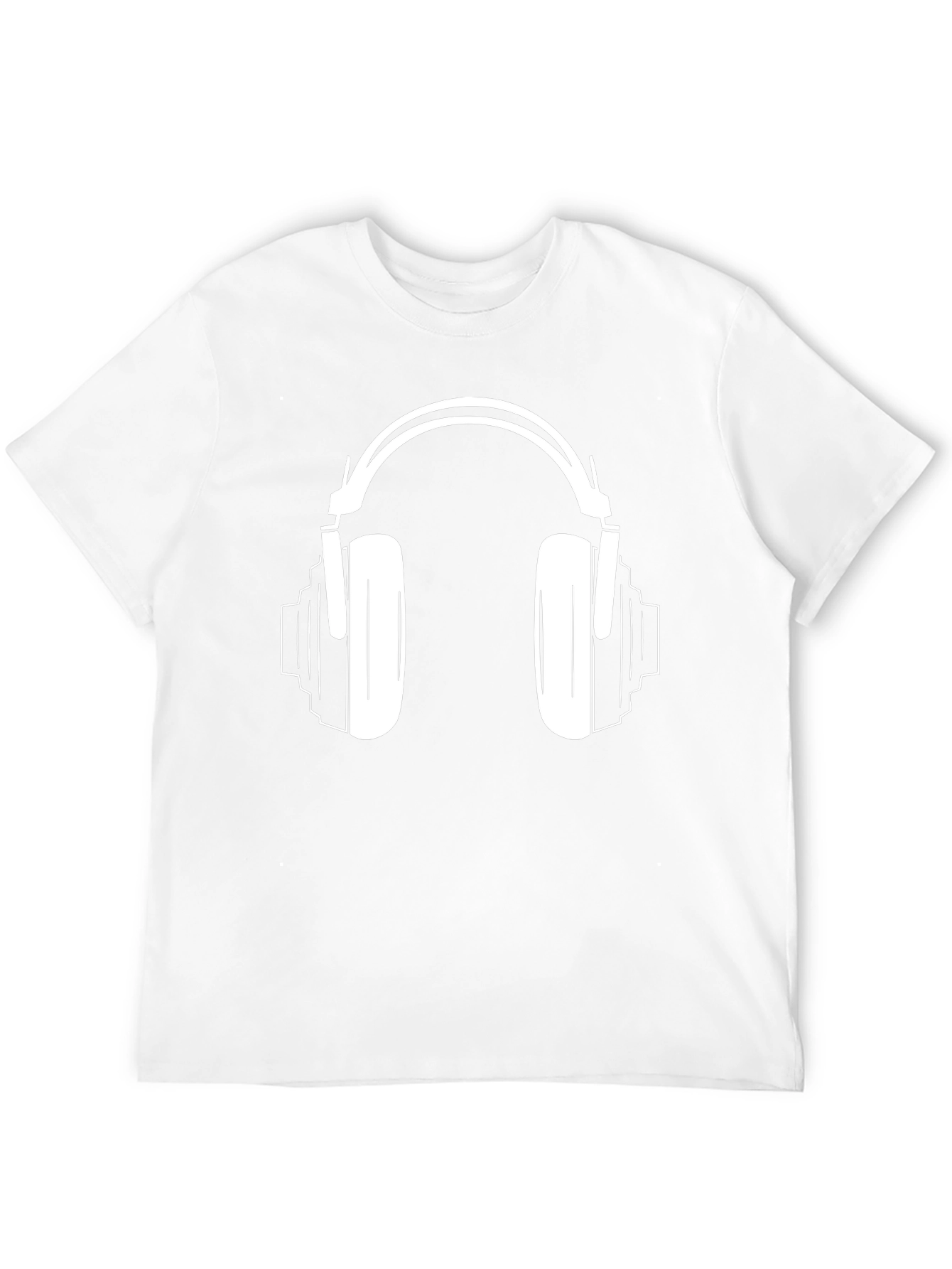 Cool Black Graphic Tee - Headphones Design