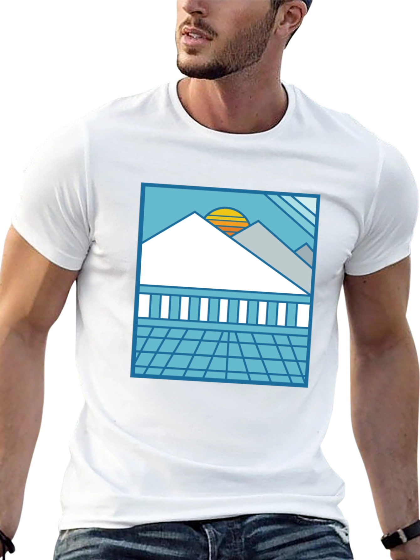Synthwave Graphic Tee - Black Retro Sunset T-Shirt