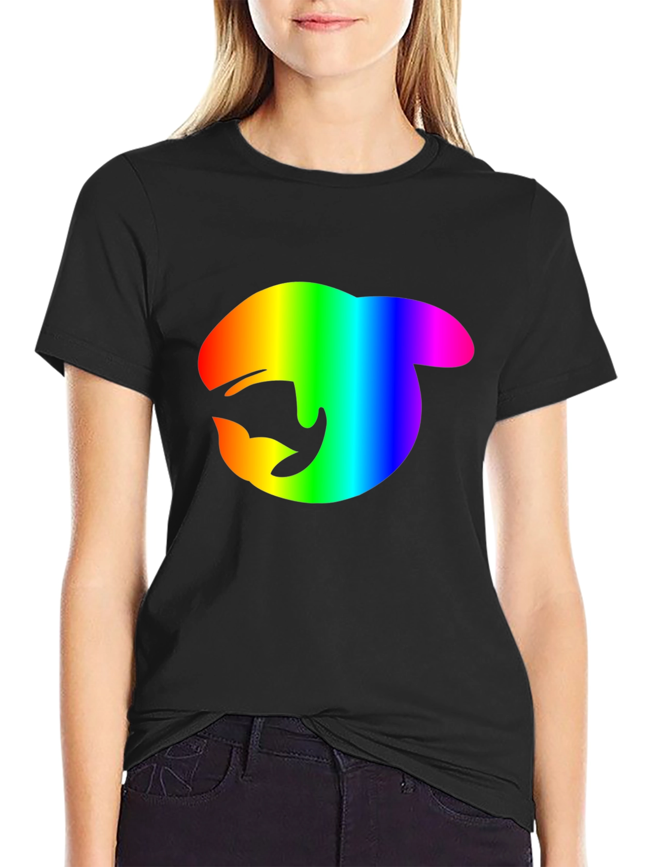 Rainbow Orca Logo Black T-Shirt