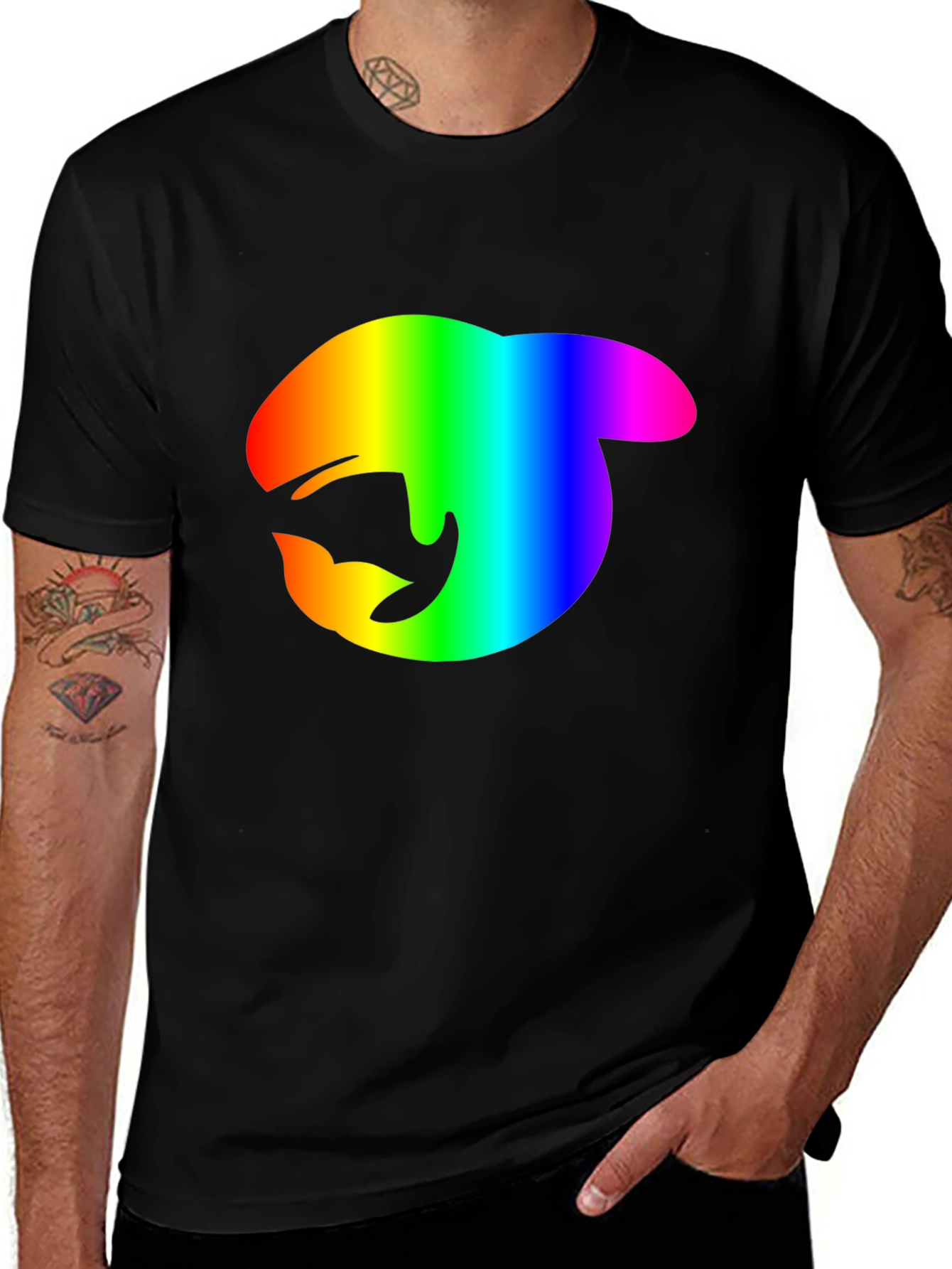 Rainbow Orca Logo Black T-Shirt