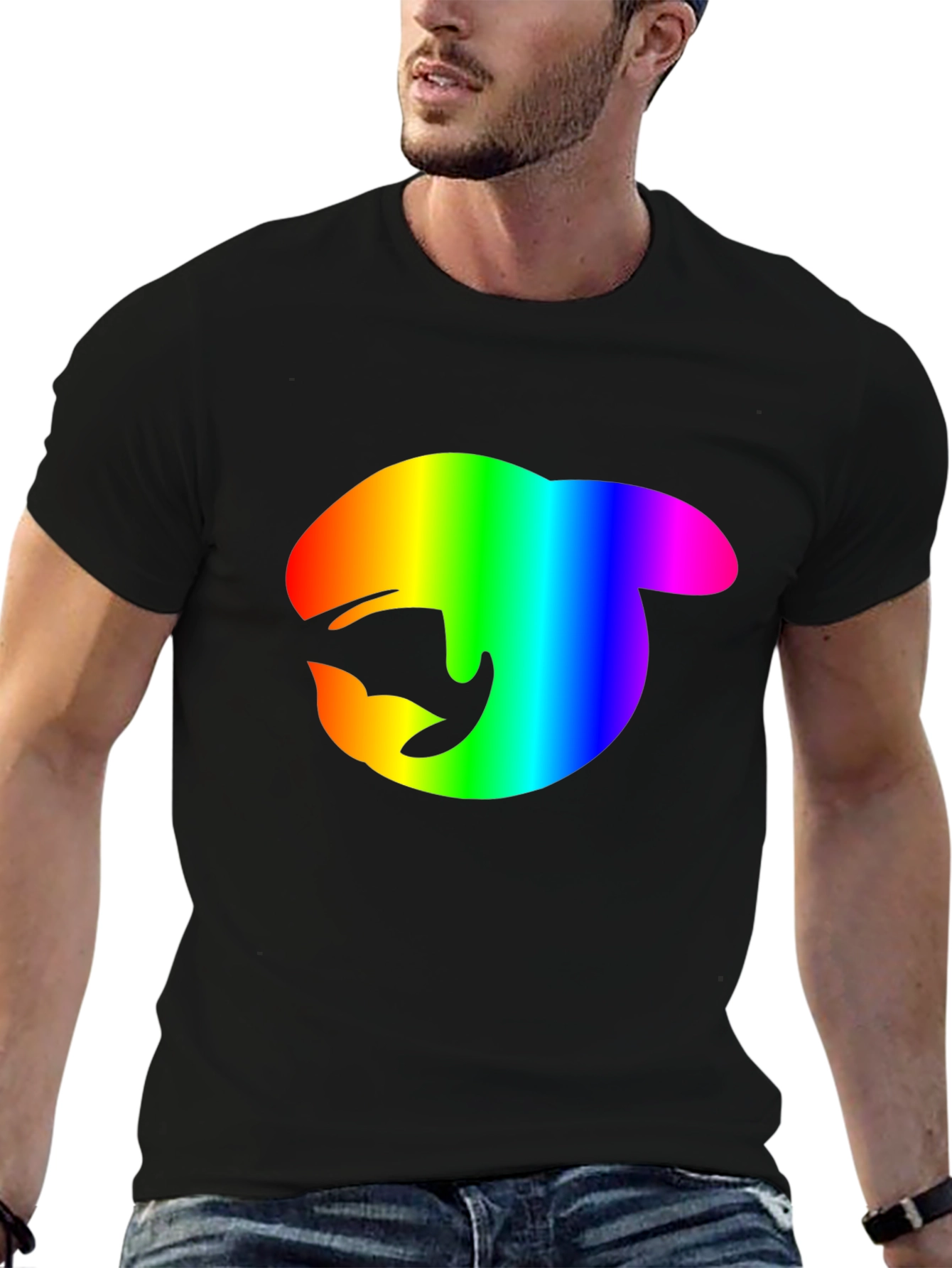 Rainbow Orca Logo Black T-Shirt