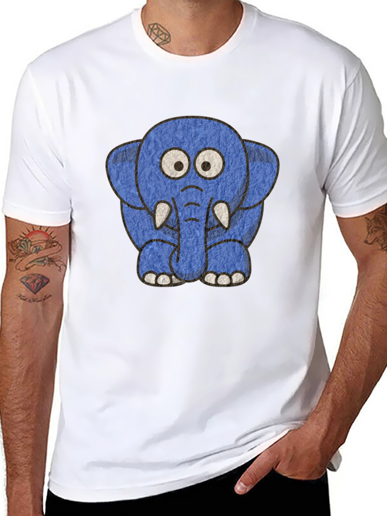 Cartoon Elephant Graphic Tee - Unisex Black T-Shirt