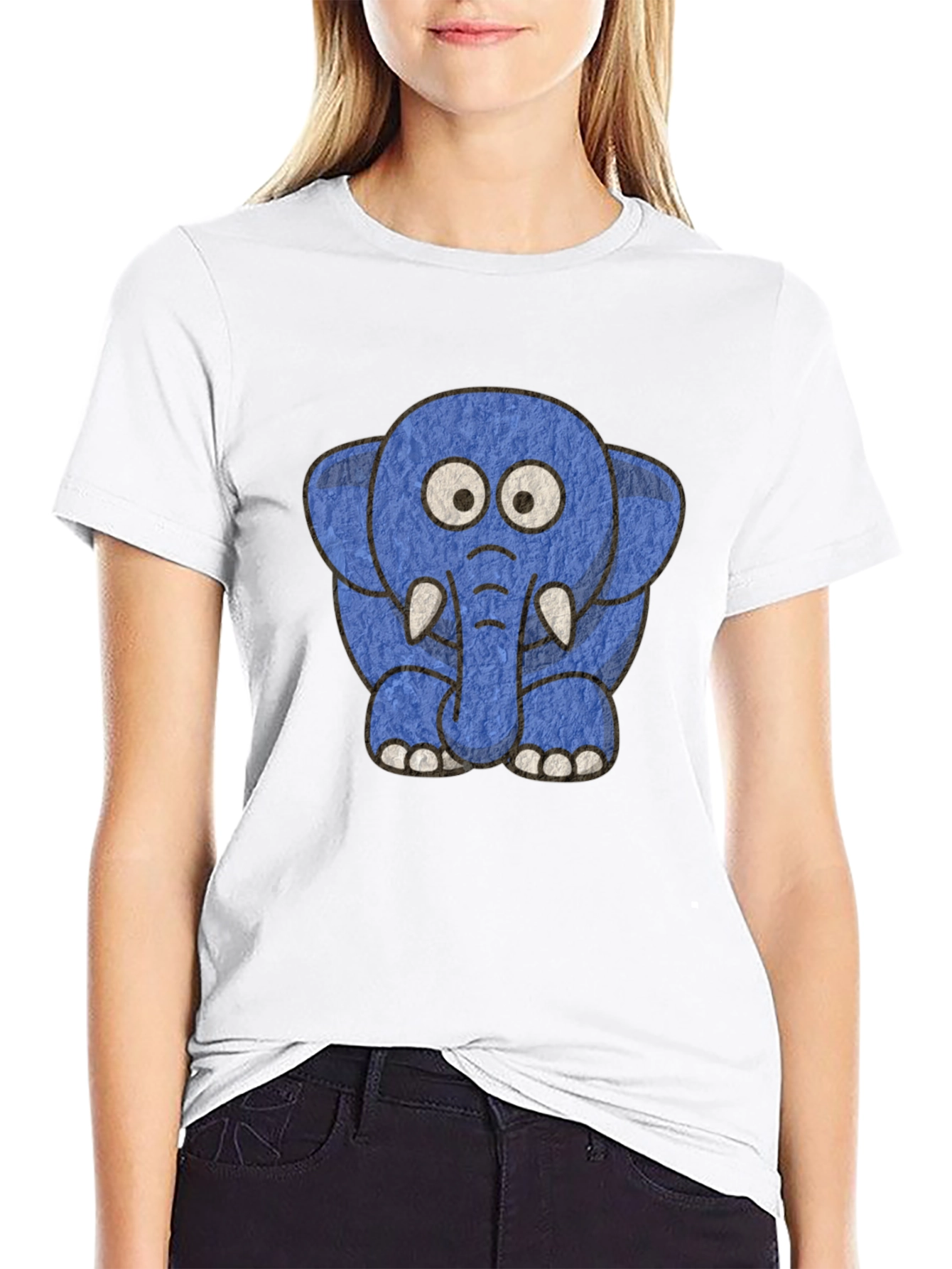 Cartoon Elephant Graphic Tee - Unisex Black T-Shirt