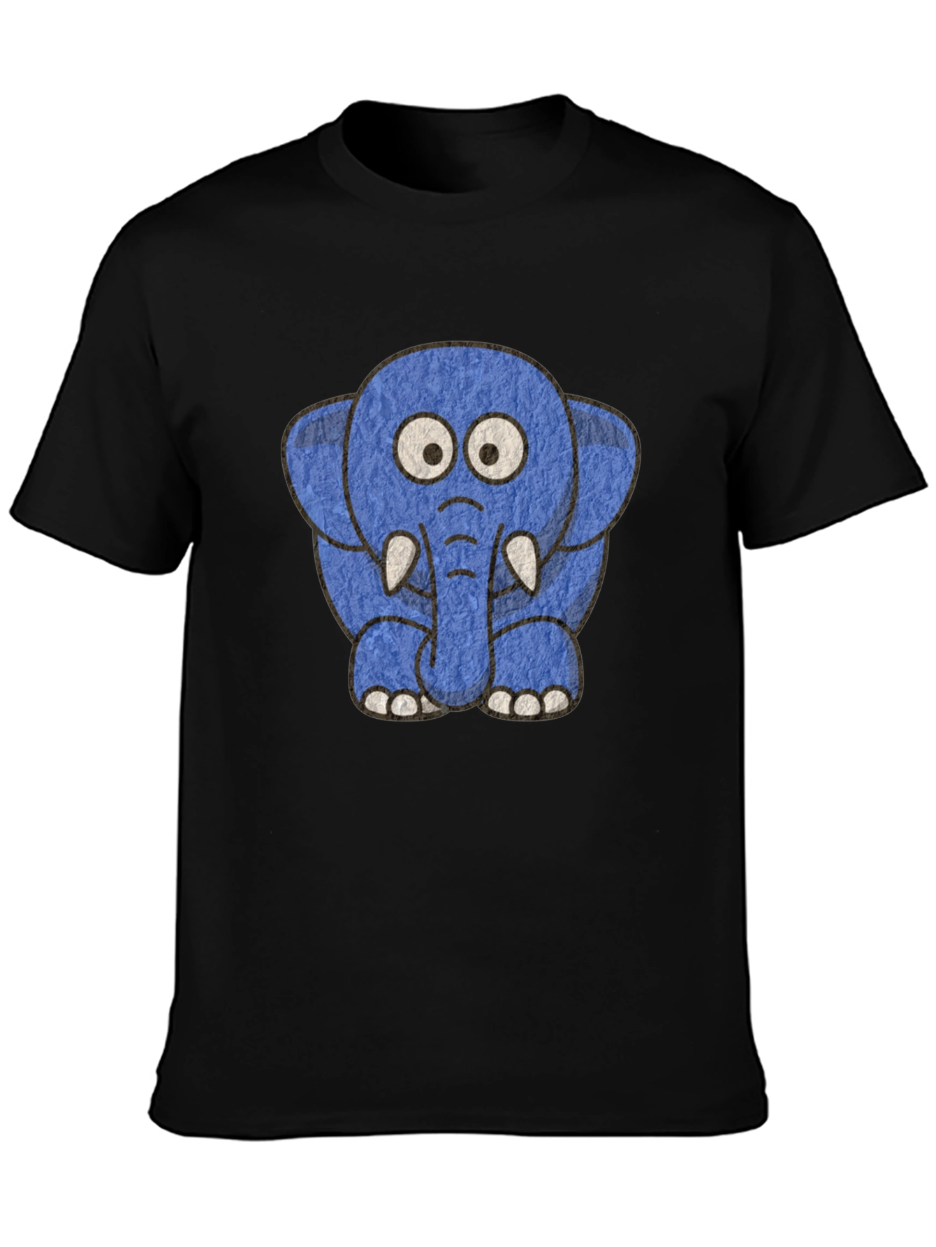 Cartoon Elephant Graphic Tee - Unisex Black T-Shirt