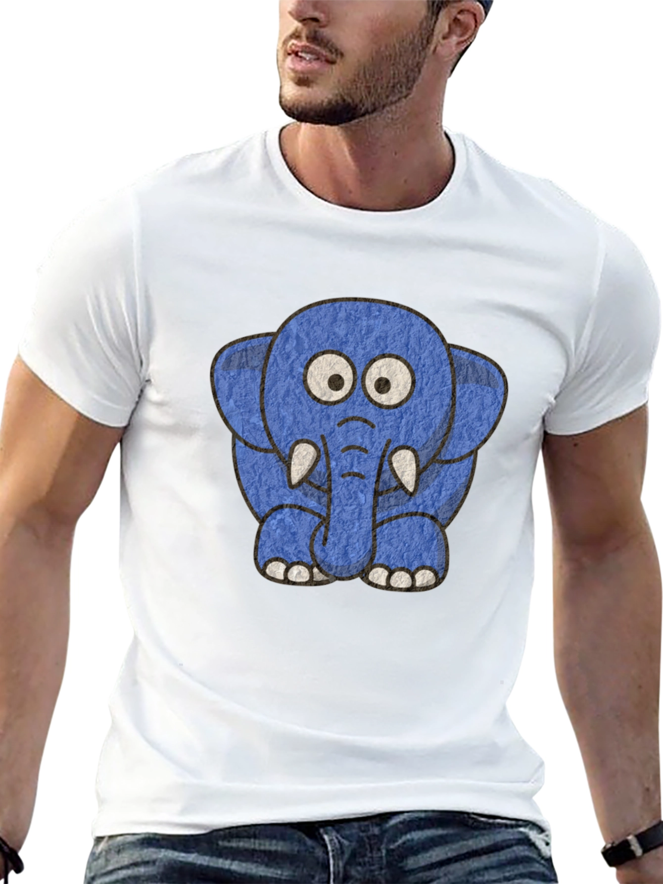 Cartoon Elephant Graphic Tee - Unisex Black T-Shirt
