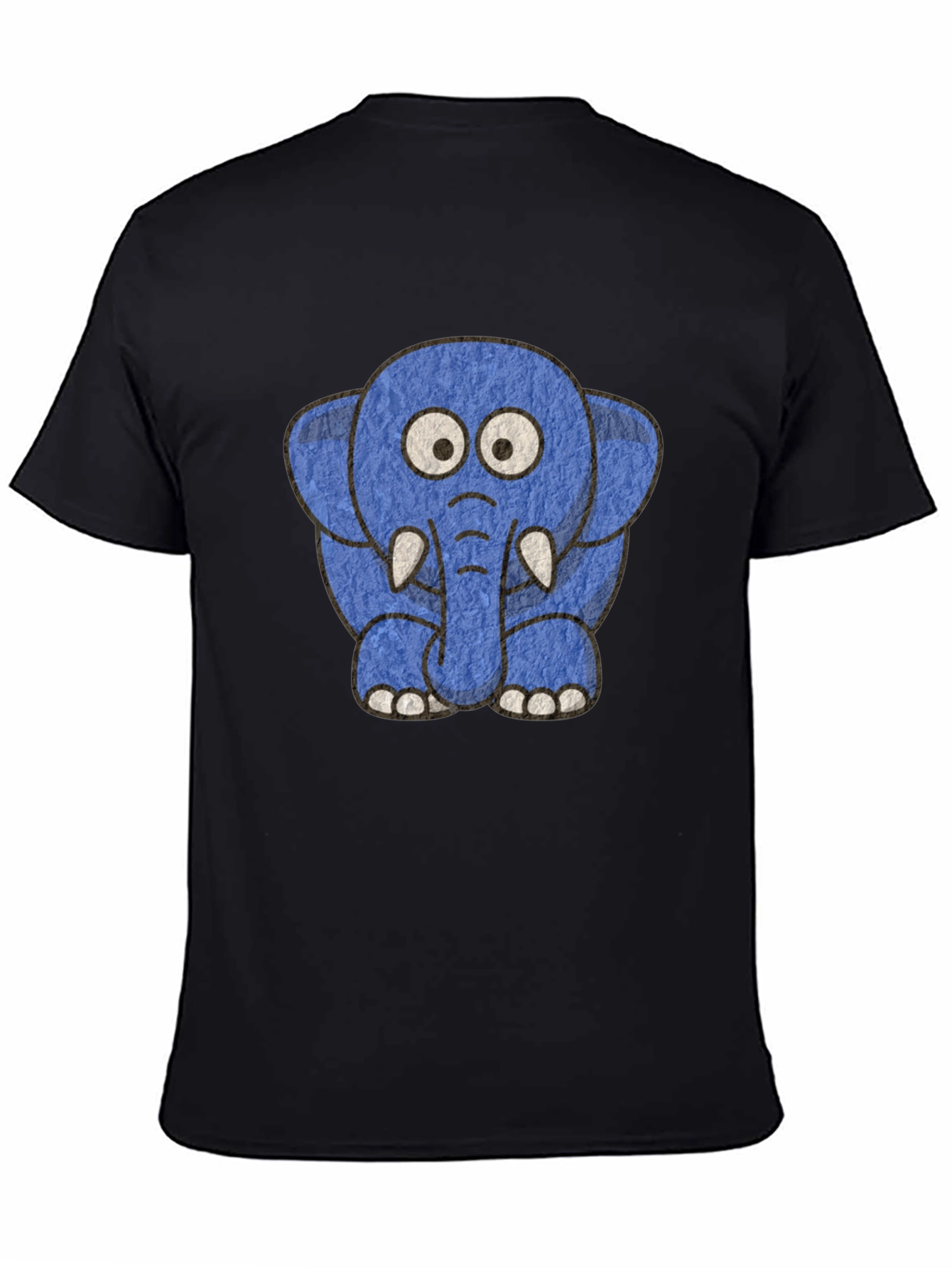 Cartoon Elephant Graphic Tee - Unisex Black T-Shirt