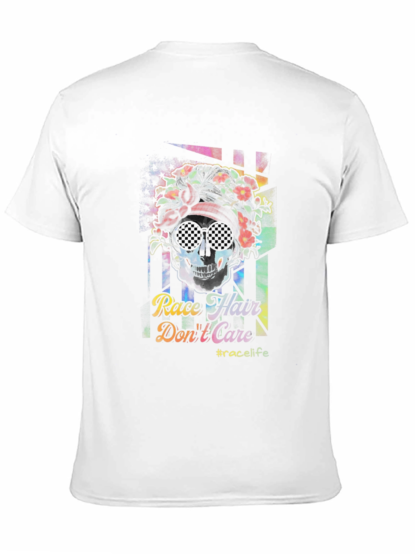 Race Hair Dont Care T-Shirt - Skull Graphic Tee