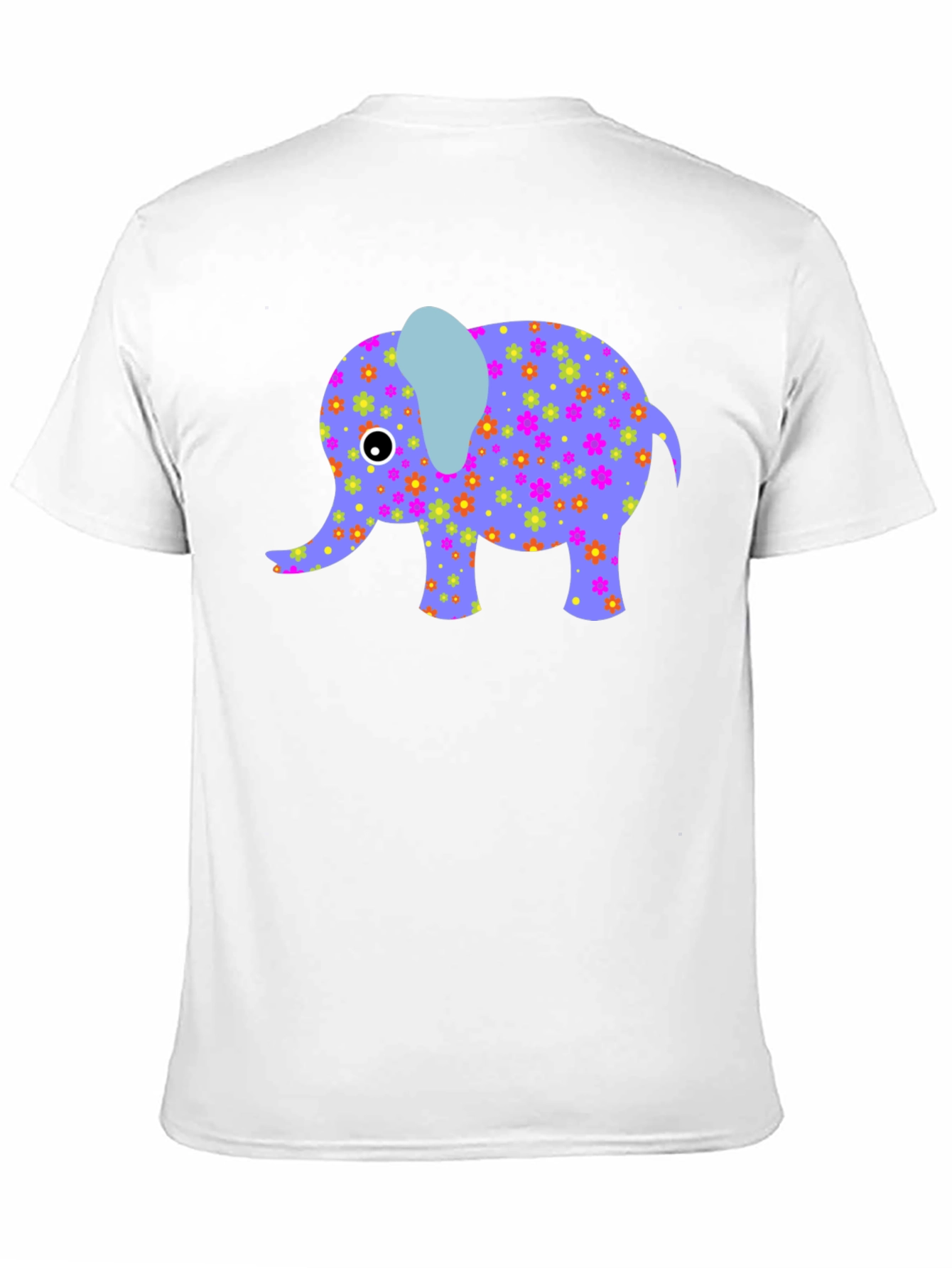 Elephant Floral Print Mens Black T-Shirt