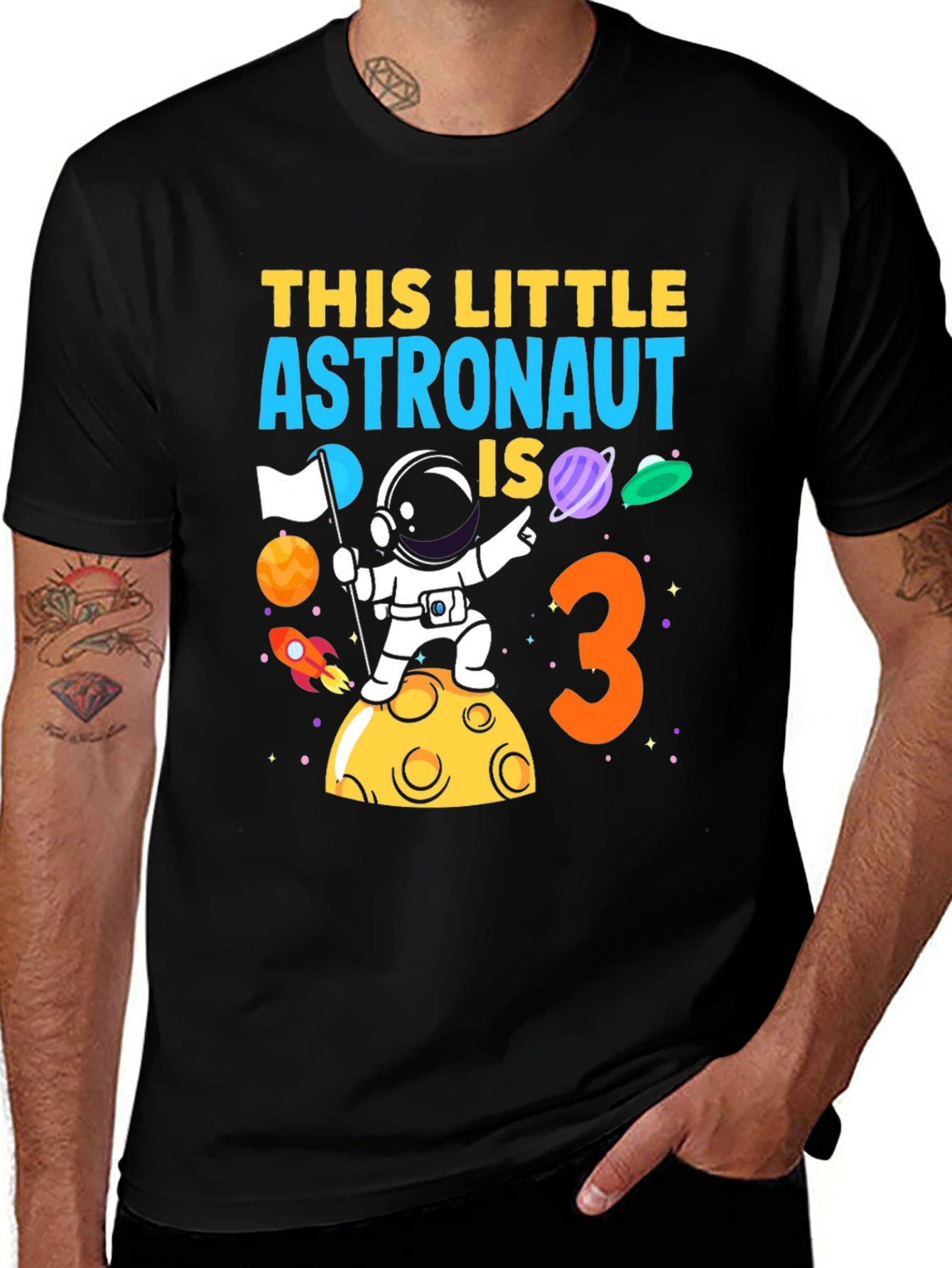 Astronaut Birthday T-Shirt - This Little Astronaut is 3