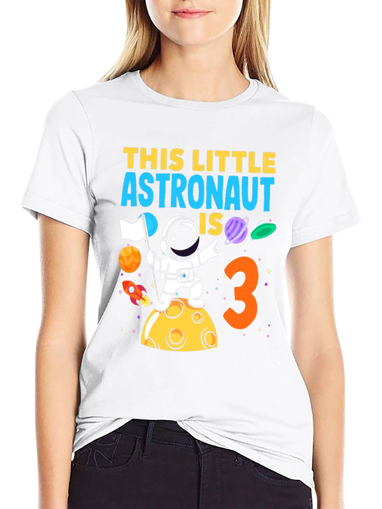 Astronaut Birthday T-Shirt - This Little Astronaut is 3