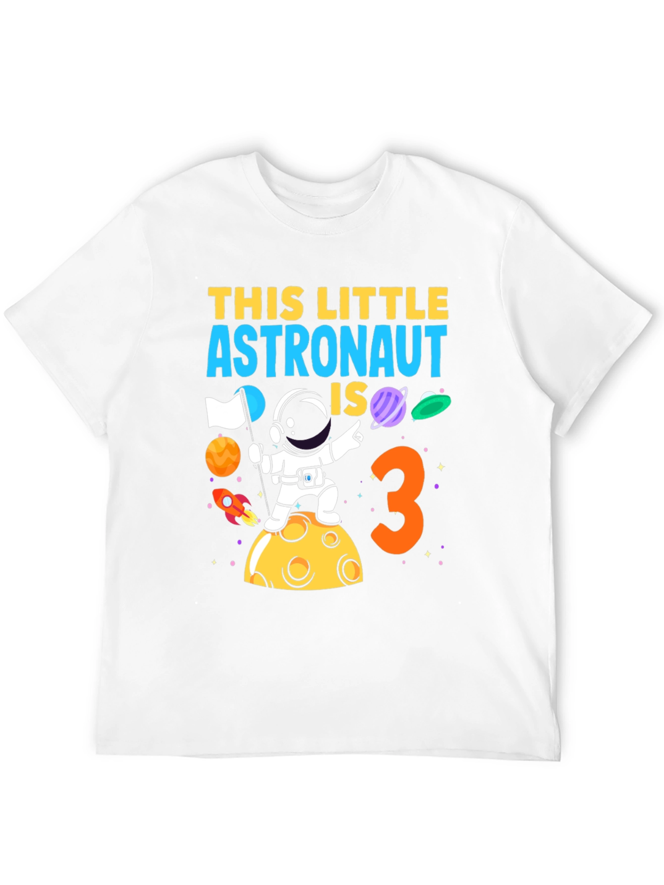 Astronaut Birthday T-Shirt - This Little Astronaut is 3