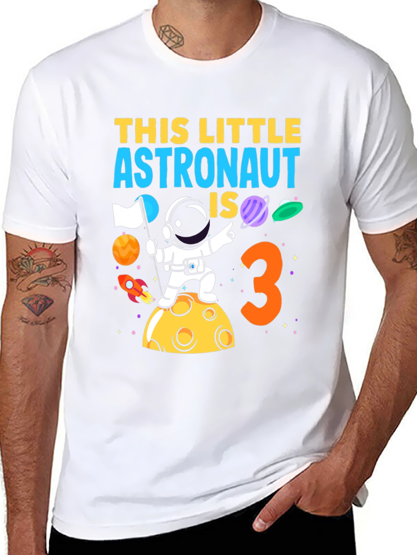 Astronaut Birthday T-Shirt - This Little Astronaut is 3
