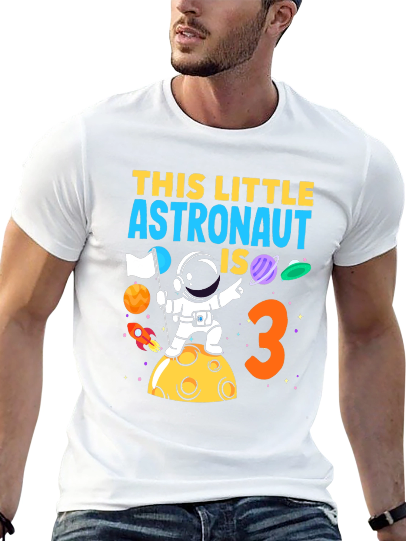 Astronaut Birthday T-Shirt - This Little Astronaut is 3