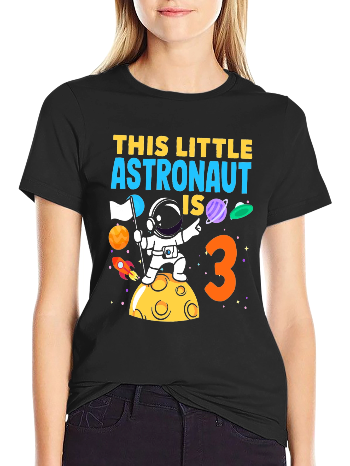 Astronaut Birthday T-Shirt - This Little Astronaut is 3