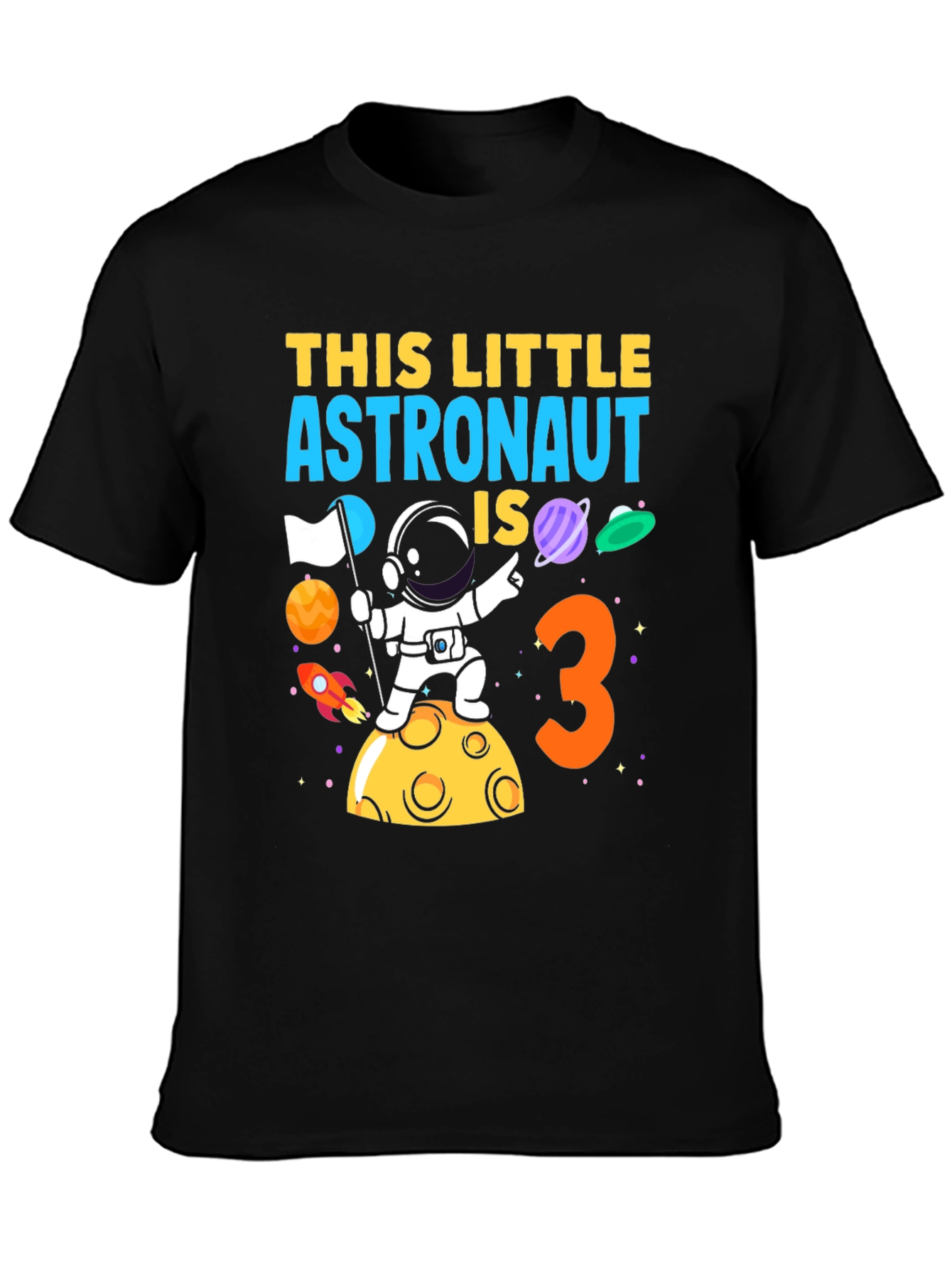 Astronaut Birthday T-Shirt - This Little Astronaut is 3